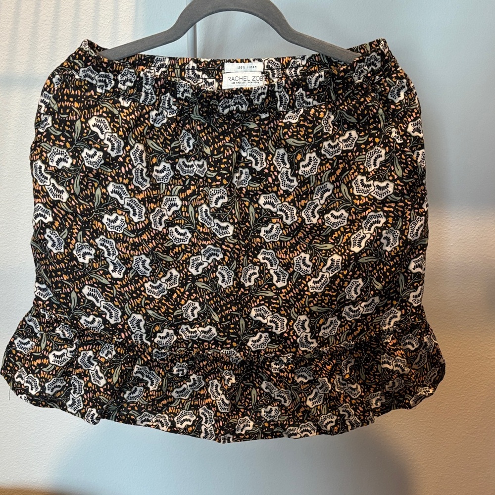 Rachel Zoe Black and White Mini Skirt with Gold Accents